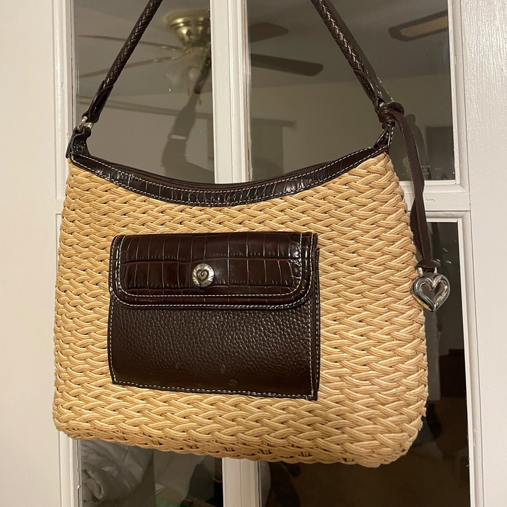 Brighton Straw and Leather Shoulder Bag